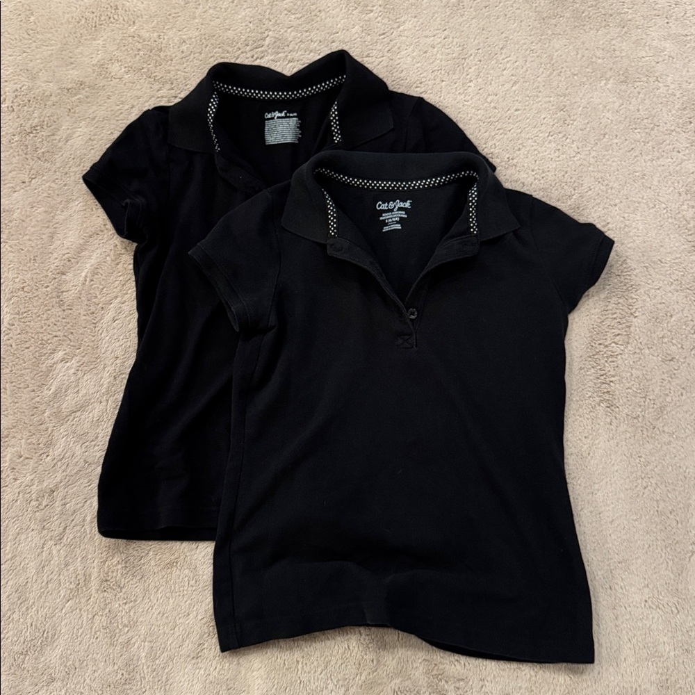 Cat & Jack Black Girls School Uniform Shirts two shirts size small